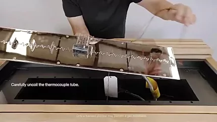 Carefully uncoiling the thermocoupletube