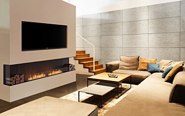 Living Area - Bay corner fireplaces
