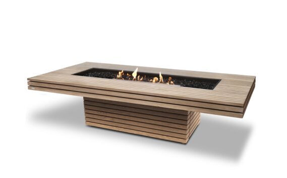 Gin 90 (Chat) Fire Table - Ethanol - Black / Teak / *Teak colours may vary by EcoSmart Fire
