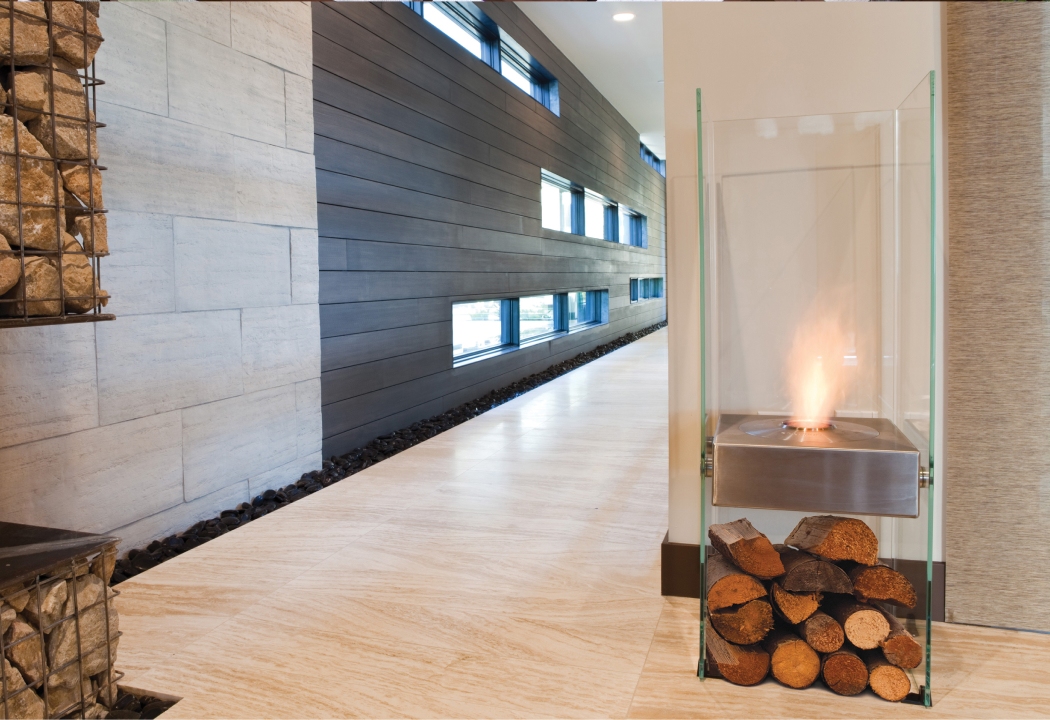 Ghost glass fireplace